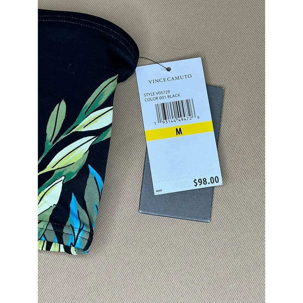 Vince Camuto Pacific Grove Front to Back Bandeau Bikini Top in Black M NWT